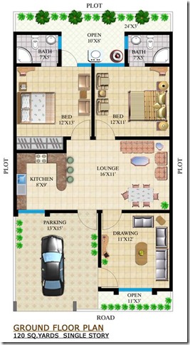 120 Sq. Yds. GROUND FLOOR PLAN