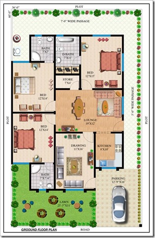 240 Sq. Yds. GROUND FLOOR PLAN